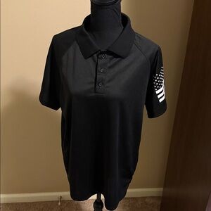 Classic Black Polo Shirt with Flag Detail